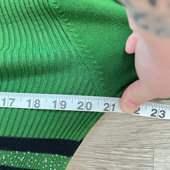 Green & Black Floral Cotton Knit Dress, Medium or Large - Picture 4 of 9